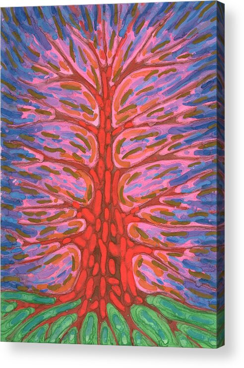 Colour Acrylic Print featuring the painting Holly Tree by Wojtek Kowalski