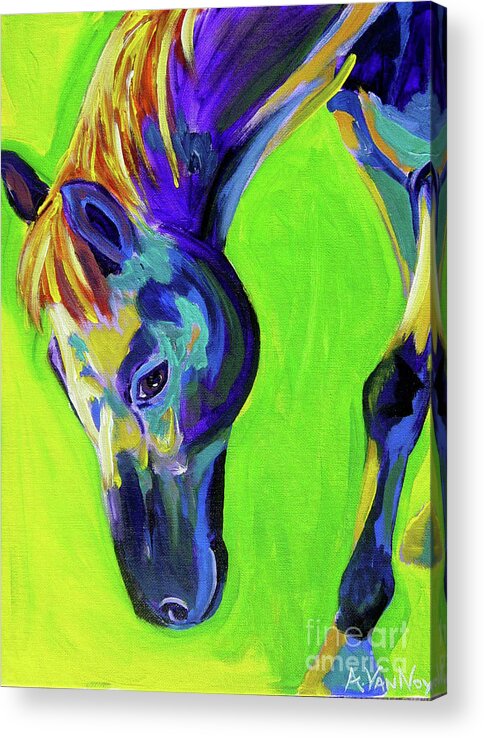Horse Acrylic Print featuring the painting Horse - Green by Dawg Painter
