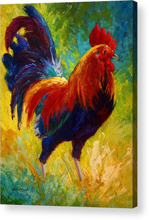 Rooster Acrylic Print featuring the painting Hot Shot - Rooster by Marion Rose