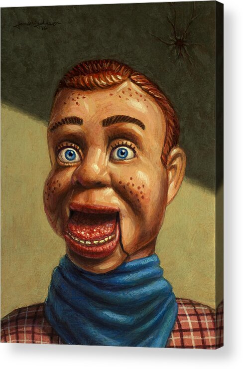 Howdy Doody Acrylic Print featuring the painting Howdy Doody dodged a bullet by James W Johnson