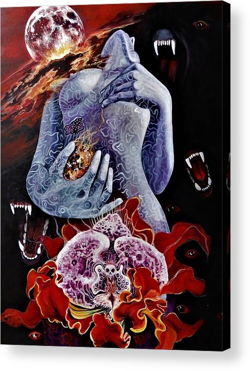 Flower Acrylic Print featuring the painting Howl by Yelena Tylkina