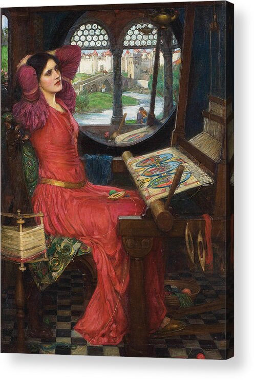 Pre-raphaelite Acrylic Print featuring the painting I am Half sick of Shadows said the Lady of Shalott by John William Waterhouse