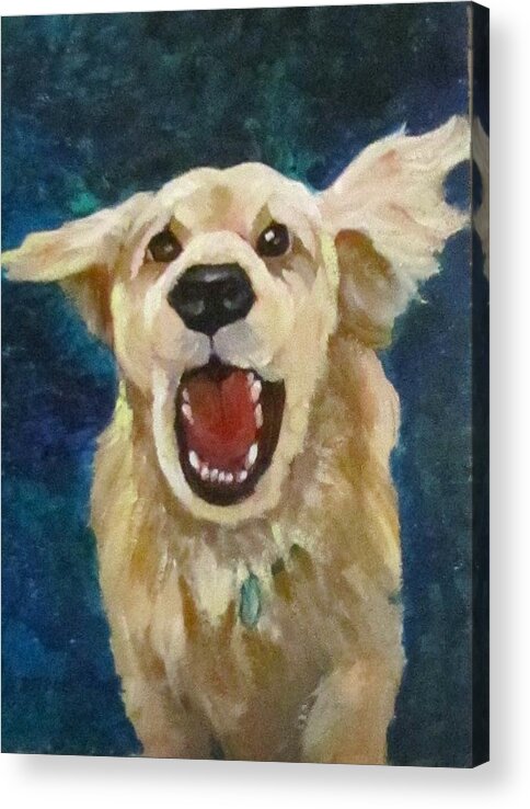 Dog Acrylic Print featuring the painting I got dis' by Barbara O'Toole