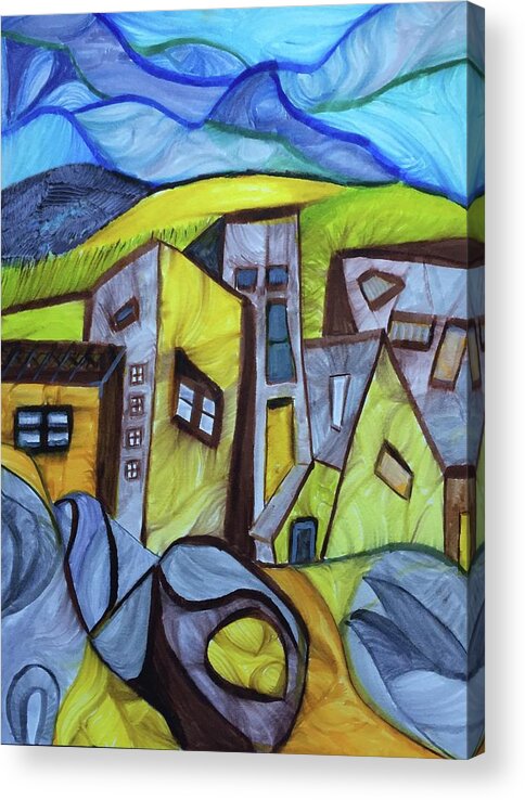 Pen Acrylic Print featuring the drawing Imaginary Roadside Textures by Dennis Ellman