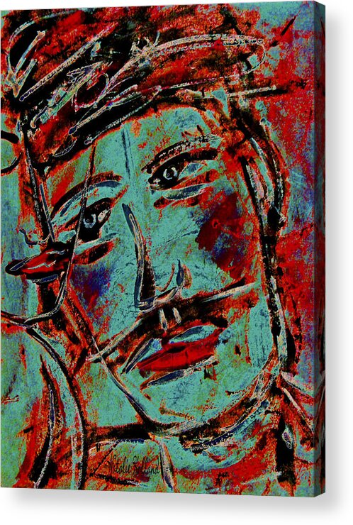 Woman Acrylic Print featuring the mixed media In Love by Natalie Holland