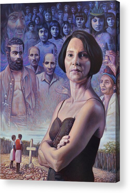 Portrait Acrylic Print featuring the painting Irka Mateo by Miguel Tio