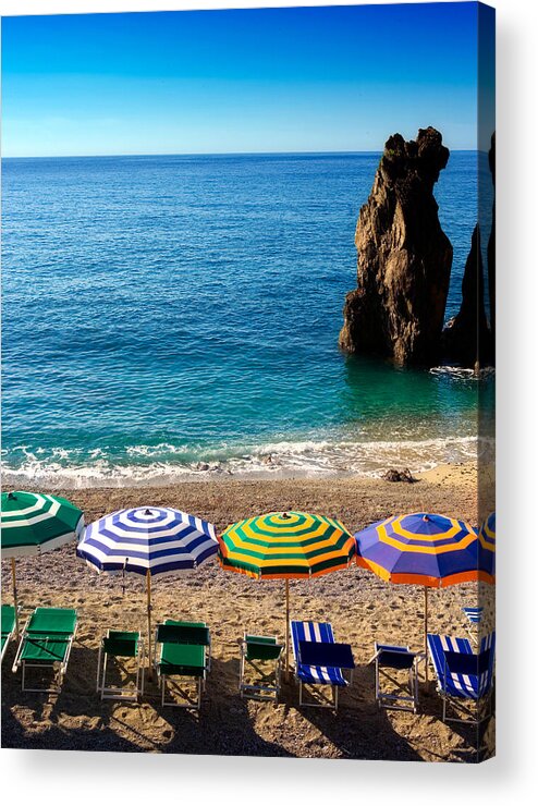 Cinque Terre Acrylic Print featuring the photograph Italian beach scene by John Wong