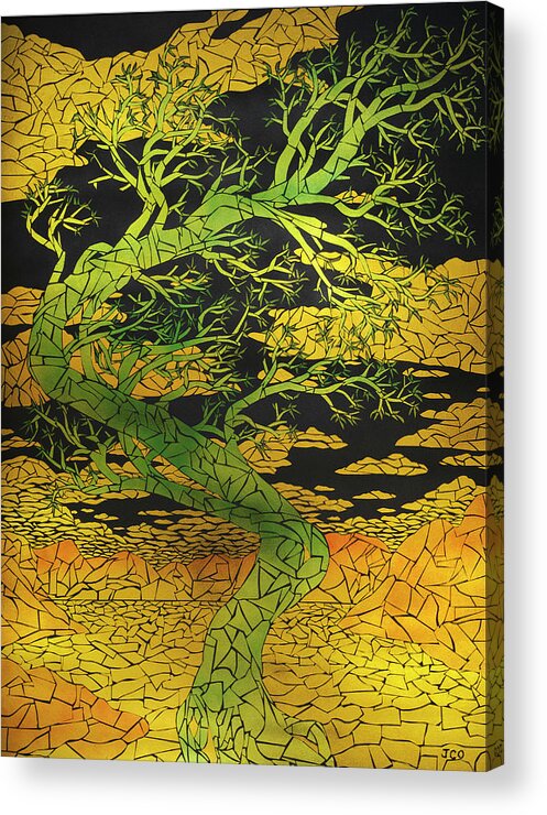 Chromasic Acrylic Print featuring the mixed media Jade tree by Jon Carroll Otterson