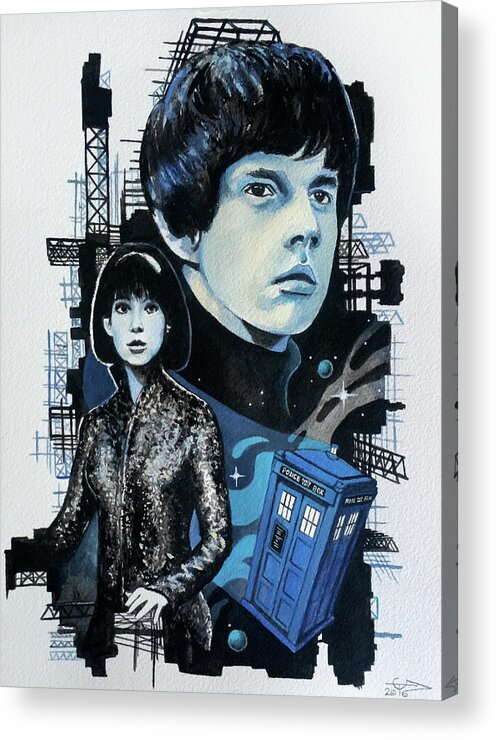 Dr Who Tom Carlton Art Acrylic Print featuring the painting Jamie and Zoe by Tom Carlton