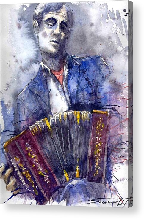 Jazz Acrylic Print featuring the painting Jazz Concertina player by Yuriy Shevchuk