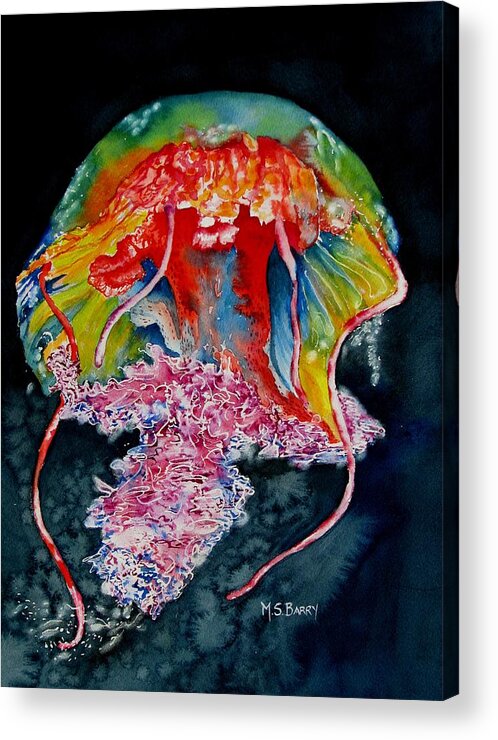 Jellyfish Acrylic Print featuring the painting Jellyfish 2 by Maria Barry