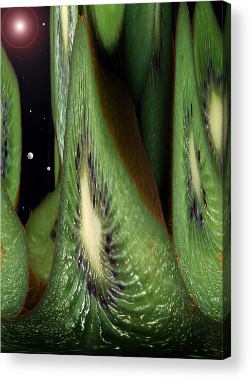 Kiwi Fruit Acrylic Print featuring the photograph Kiwi Space by Terence Davis