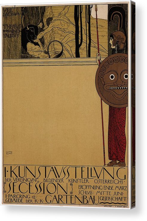 Exhibition Acrylic Print featuring the mixed media kunstavsstellvng - Vienna Secession Exhibition - Retro travel Poster - Vintage Poster by Studio Grafiikka