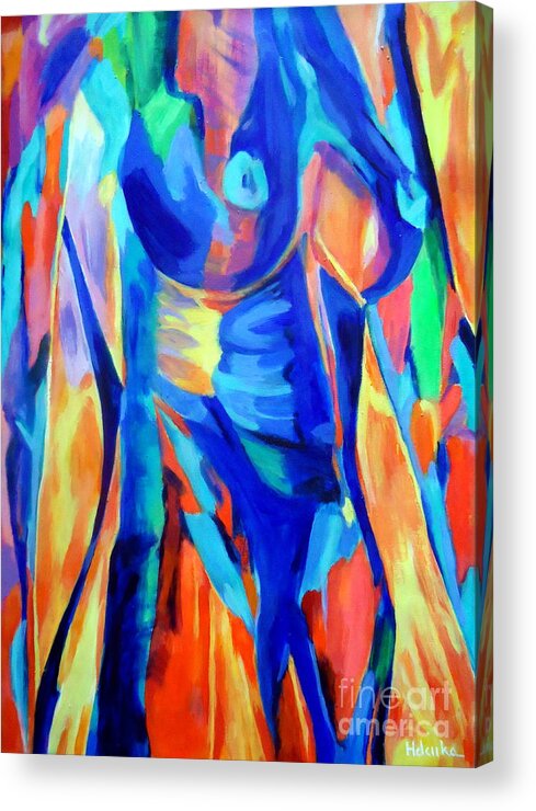 Nude Figures Acrylic Print featuring the painting Lady Challenge by Helena Wierzbicki