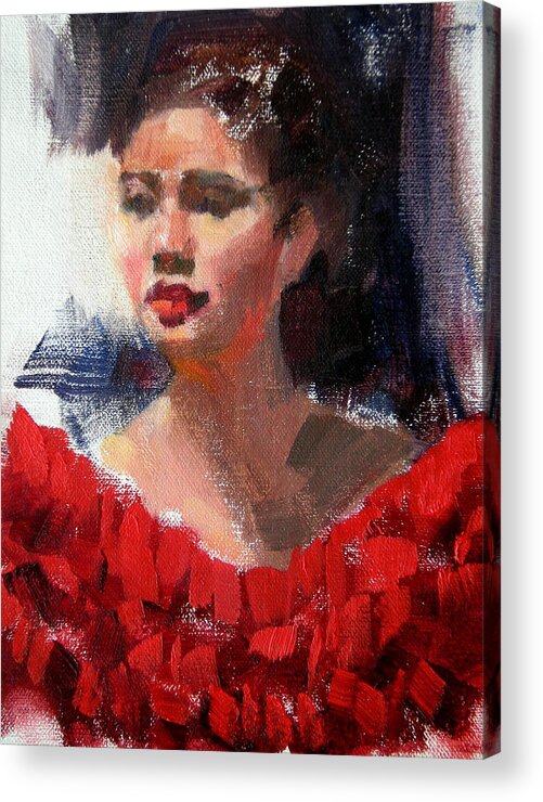 Portrait Acrylic Print featuring the painting Lady in Red by Merle Keller