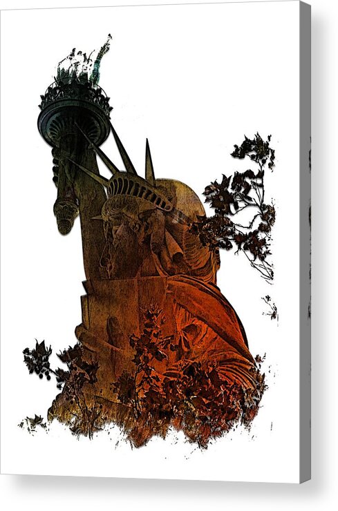 Earthy Acrylic Print featuring the photograph Lady Liberty Earthy Rainbow 3 Dimensional by DiDesigns Graphics