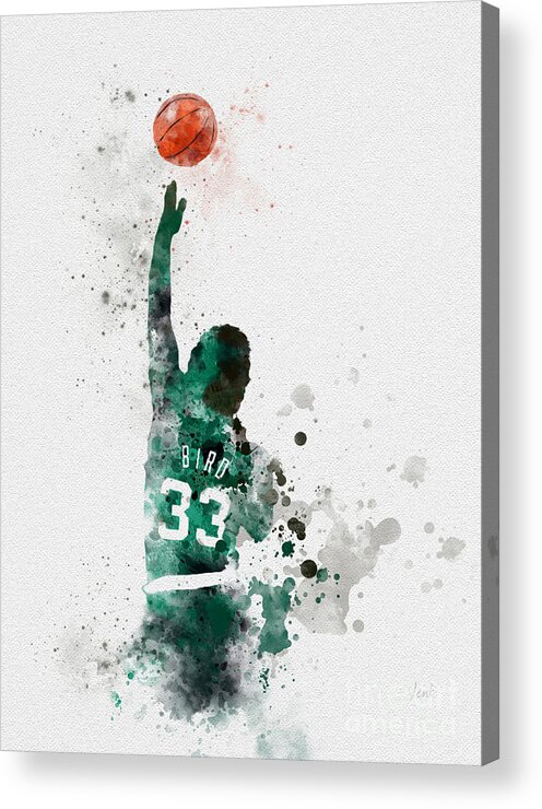 Larry Bird Acrylic Print featuring the mixed media Larry Bird by My Inspiration