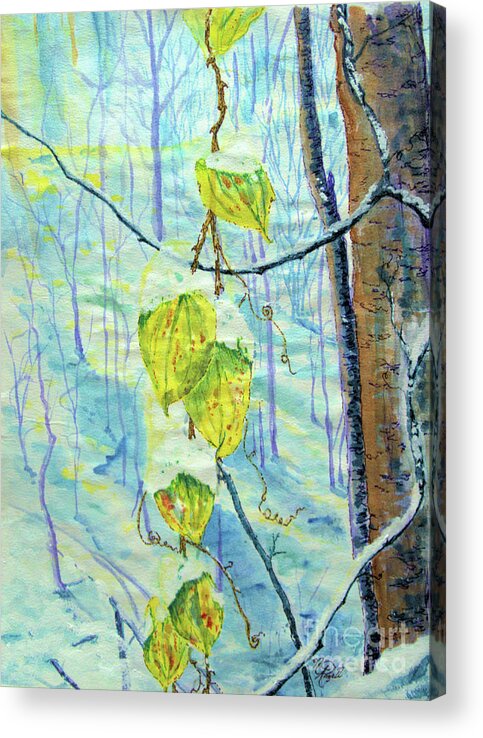 Winter Acrylic Print featuring the painting Last of the Leaves by Nicole Angell