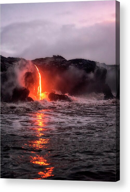 Hawai�i Volcanoes National Park Acrylic Print featuring the photograph Lava Pour by Nicki Frates