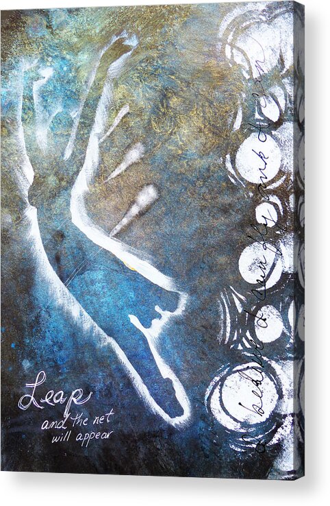 Inspiration Acrylic Print featuring the mixed media Leap and the net will appear by Lynn Colwell
