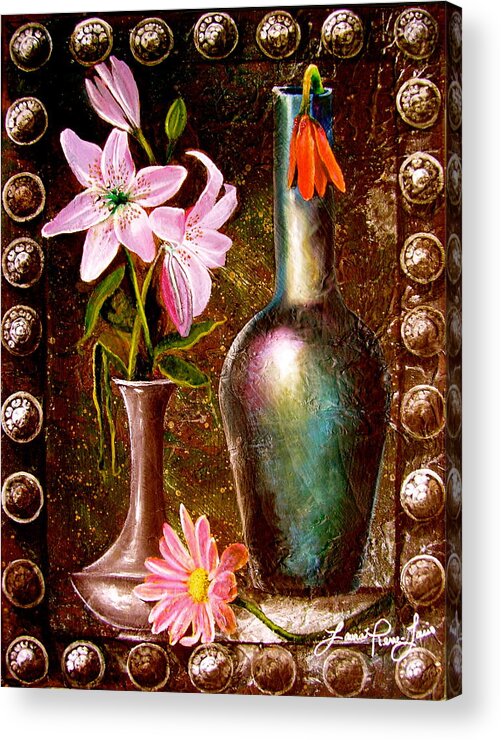  Painting Acrylic Print featuring the painting Lilies by Laura Pierre-Louis