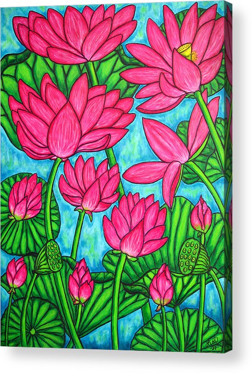  Acrylic Print featuring the painting Lotus Bliss by Lisa Lorenz