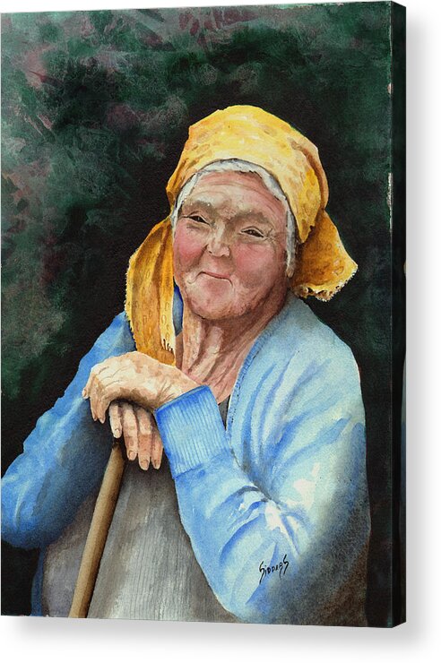 Portrait Acrylic Print featuring the painting Maggie by Sam Sidders