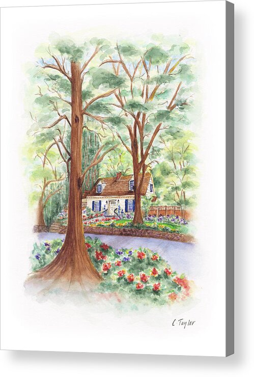 Cottage In Woods Acrylic Print featuring the painting Main Street Charmer by Lori Taylor