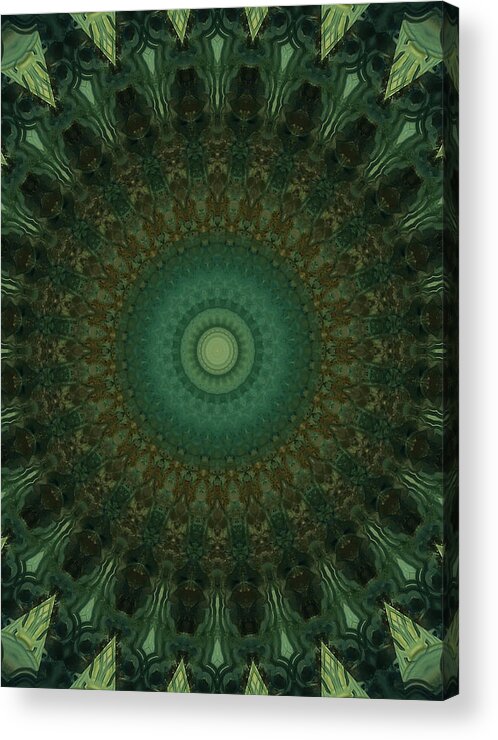 Mandala Acrylic Print featuring the photograph Mandala in brown and green tones by Jaroslaw Blaminsky