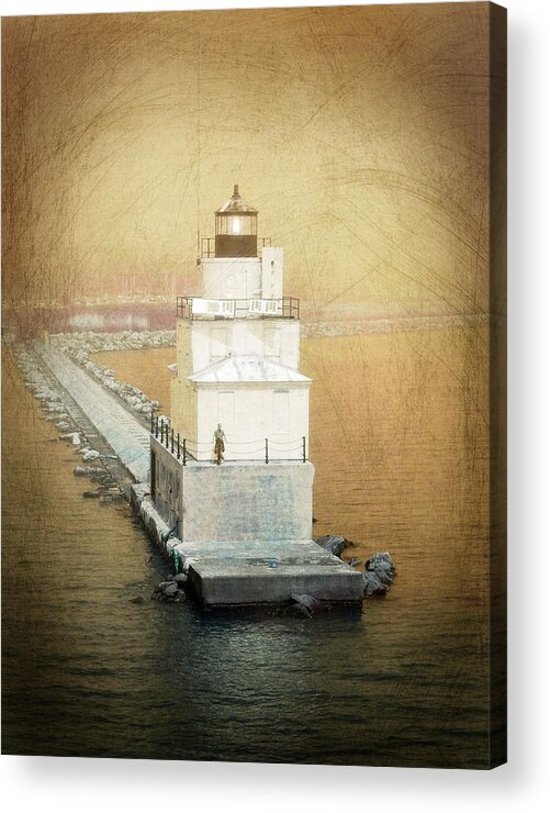 Manitowoc Acrylic Print featuring the photograph Manitowoc Breakwater Light Re-Imagined by David T Wilkinson