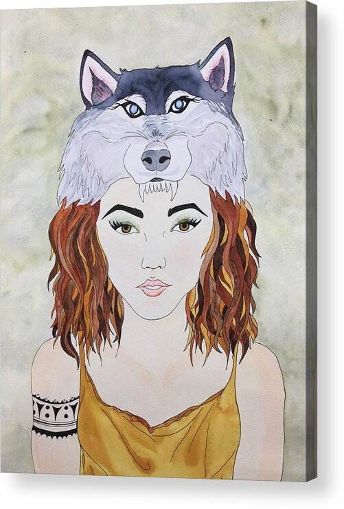 Wolf Woman Acrylic Print featuring the mixed media Many Women by Sonja Jones