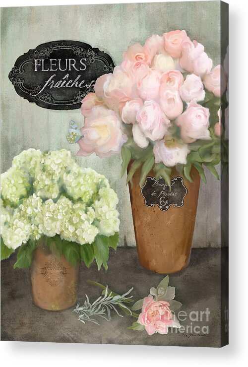 French Flower Market Acrylic Print featuring the painting Marche aux Fleurs 2 - Peonies n Hydrangeas by Audrey Jeanne Roberts