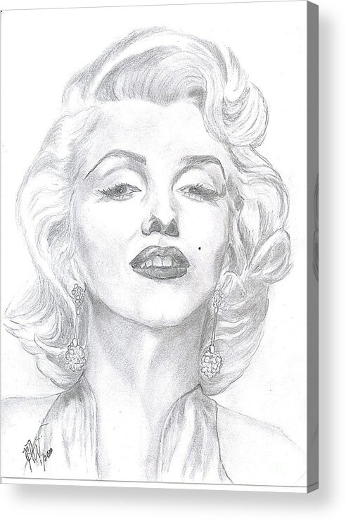Marilyn Monroe Acrylic Print featuring the drawing Marilyn by Carol Wisniewski