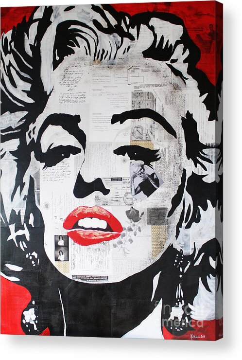 Marilyn Monroe Acrylic Print featuring the painting MARILYN MONROE / Fascination by Kathleen Artist PRO