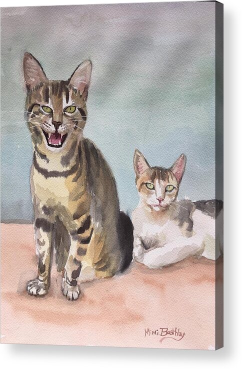 Cats Acrylic Print featuring the painting Maxi and girlfriend by Mimi Boothby