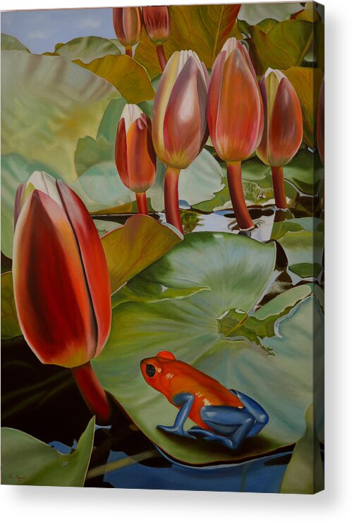 Lily Pad Acrylic Print featuring the painting Meditation by Thu Nguyen