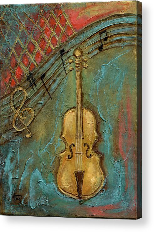 Cello Acrylic Print featuring the mixed media Mello Cello by Terry Webb Harshman