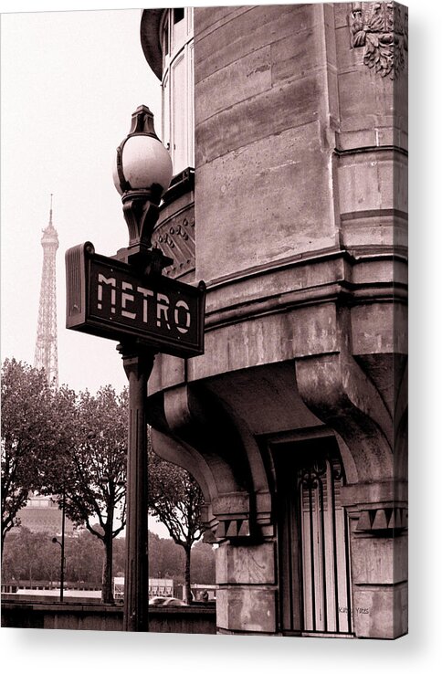 Eiffel Tower Acrylic Print featuring the photograph Metro and Eiffel by Kathy Yates