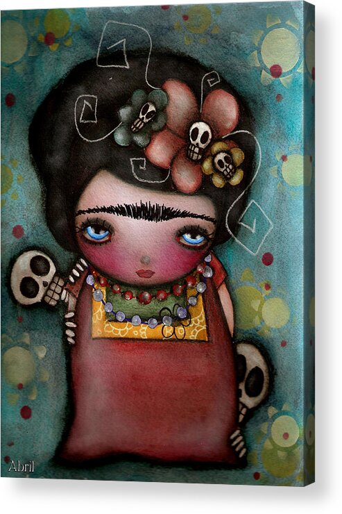 Day Of The Dead Acrylic Print featuring the painting Mis Amigos by Abril Andrade