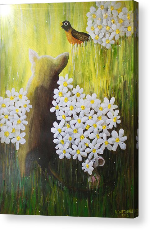 Yellow Acrylic Print featuring the painting Missed Opportunies by April Burton