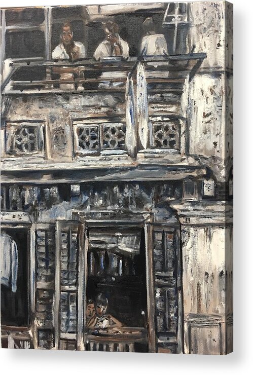 Neighborhood Acrylic Print featuring the painting Mon Vieux Quartier by Belinda Low