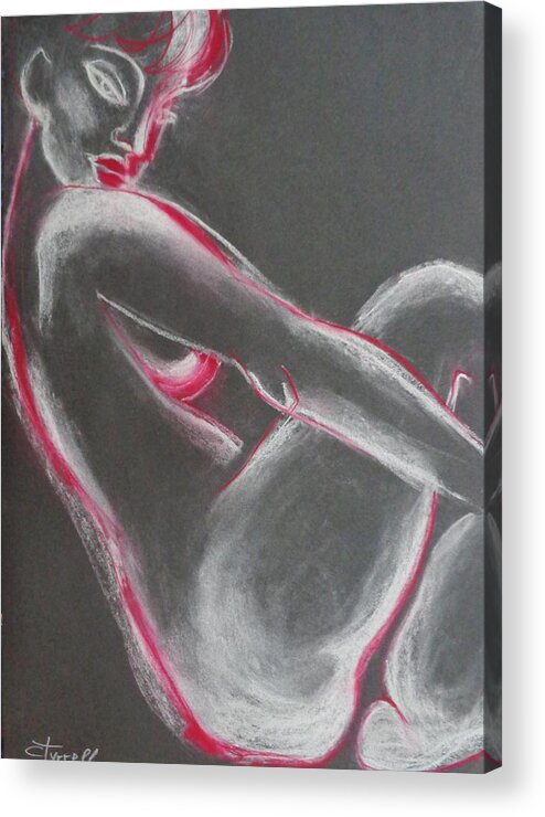 Black And Red Acrylic Print featuring the painting Mood 2 - Female Nude by Carmen Tyrrell