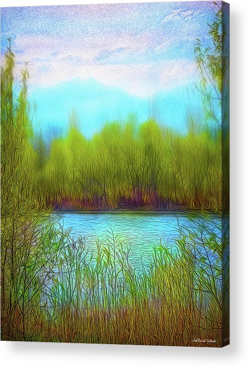 Joelbrucewallach Acrylic Print featuring the digital art Morning Lake In Stillness by Joel Bruce Wallach