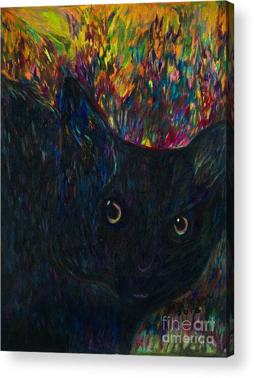 #cat #cats #catsofinstagram #of #catstagram #catlover #catlife #instagram #catlovers #kitten #instacat #kitty #pet #cute #love #meow #dog #catoftheday #pets #kittens #gato #animals #catlove #animal #cutecat #world #gatos #petsofinstagram #kittensofinstagram #chat Acrylic Print featuring the drawing Morticia by Jon Kittleson