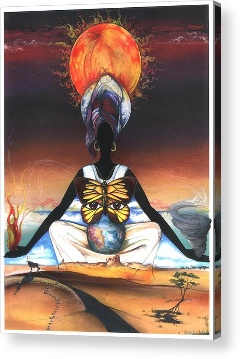 Earth Acrylic Print featuring the mixed media Mother Nature II by Anthony Burks Sr