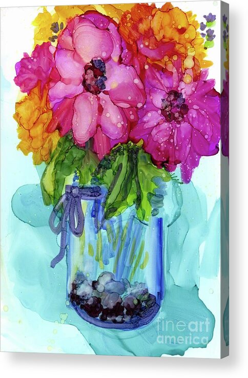 Flowers Acrylic Print featuring the mixed media Mother's Bouquet by Francine Dufour Jones