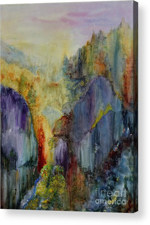 Mountain Acrylic Print featuring the painting Mountain Scene by Karen Fleschler