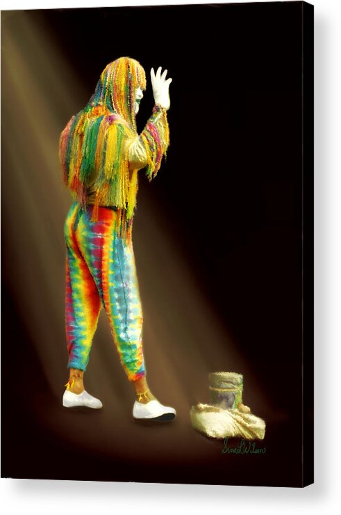 Figures Acrylic Print featuring the painting New Orleans Mime by Sena Wilson