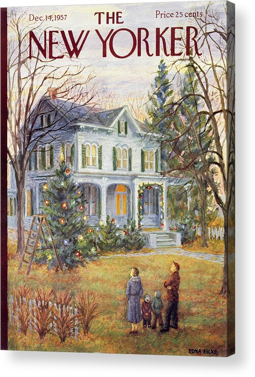 Christmas Acrylic Print featuring the painting New Yorker December 14 1957 by Edna Eicke