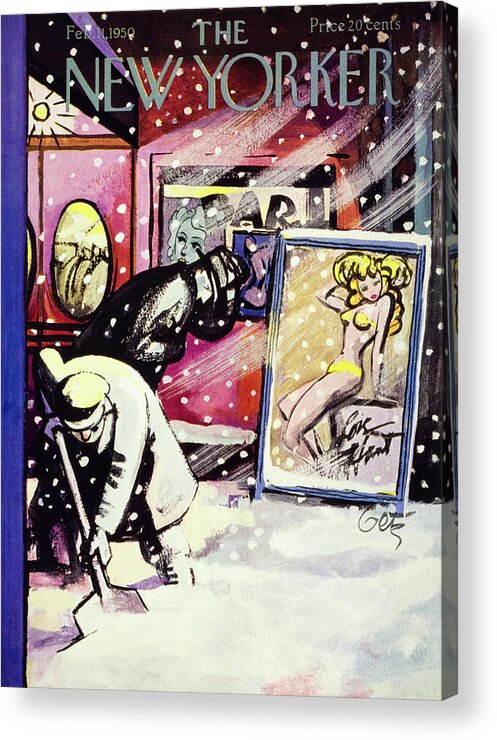 Doorman Acrylic Print featuring the painting New Yorker February 11 1950 by Arthur Getz